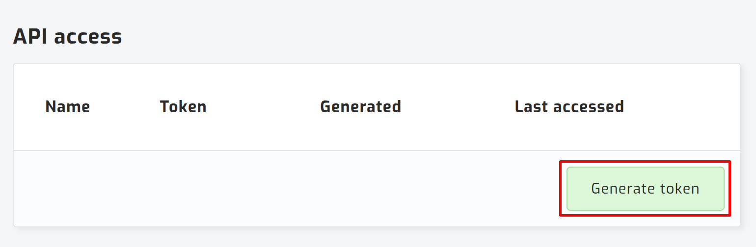 Generate API token on the user details page