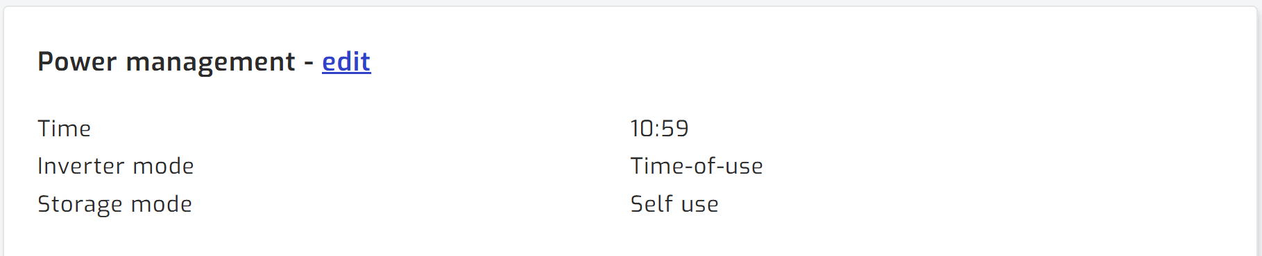 Inverter mode and storage mode