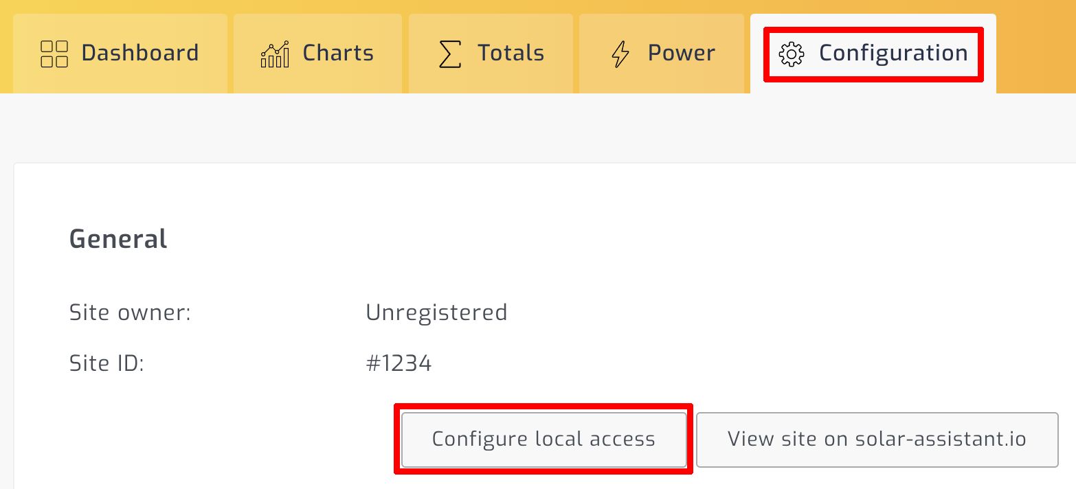 Navigate configure local access