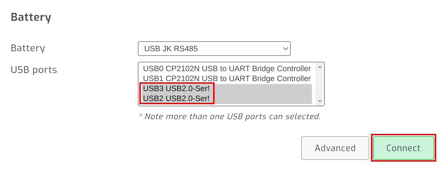 JK BMS port selection