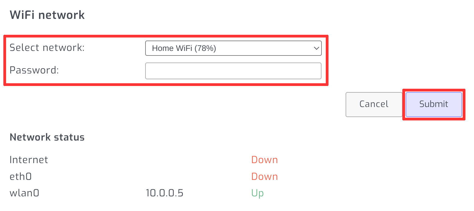Enter WiFi credentials into SolarAssistant