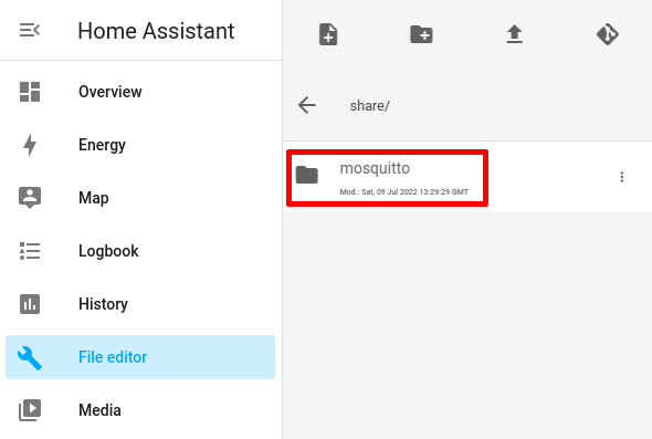Select mosquitto folder