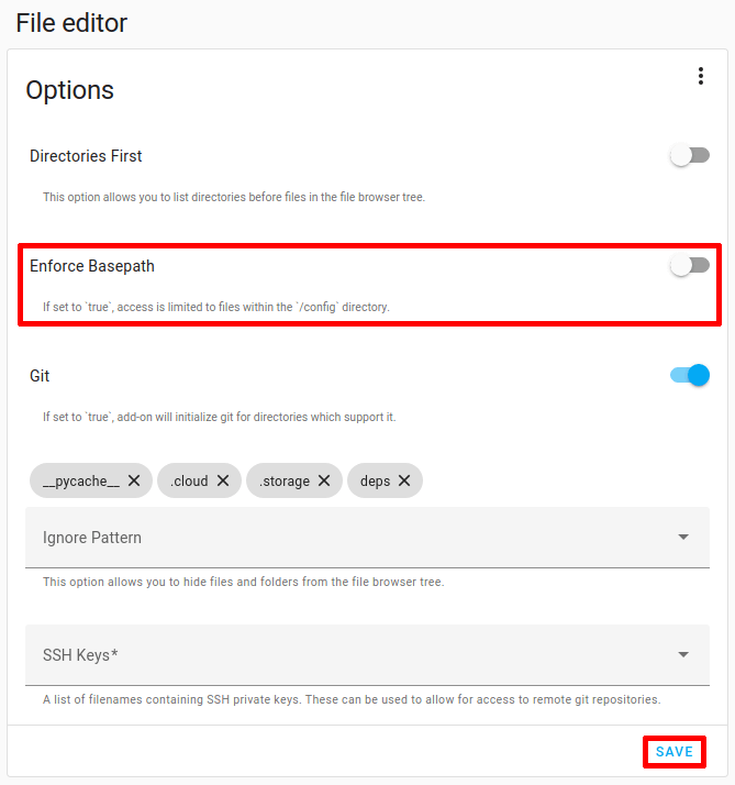 File add-on configuration
