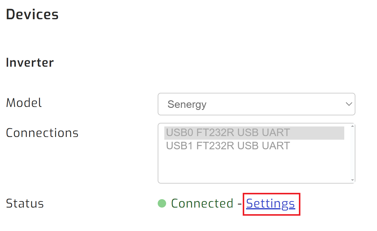 Navigate to inverter settings