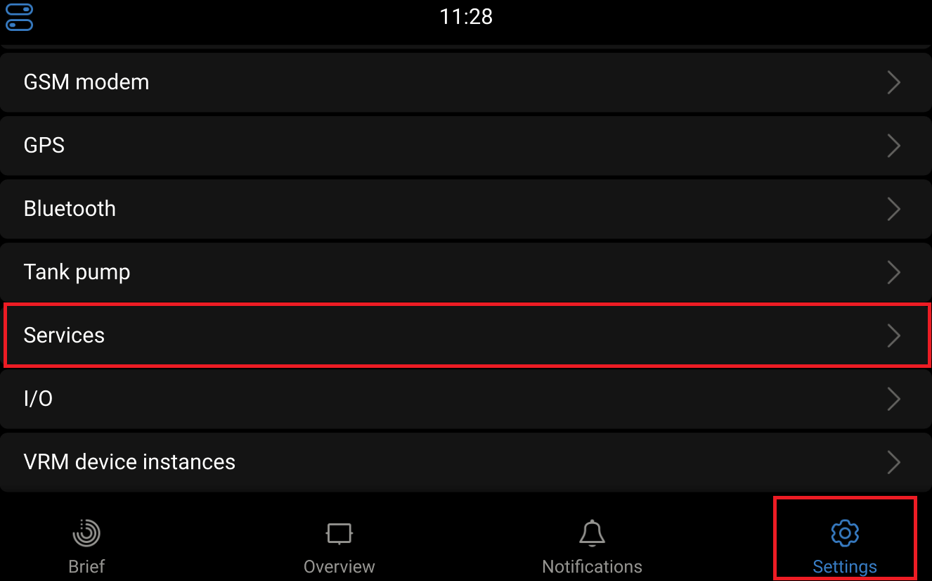 Victron Console Settings